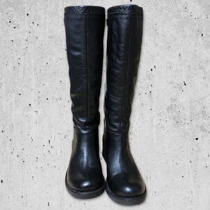 Black Leather Knee-High Boots